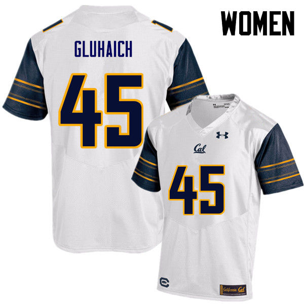 Women #45 Grant Gluhaich Cal Bears (California Golden Bears College) Football Jerseys Sale-White